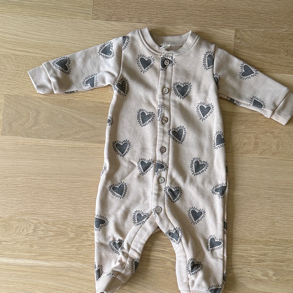 Rylee + Cru Gray Heart Pattern Kids Romper